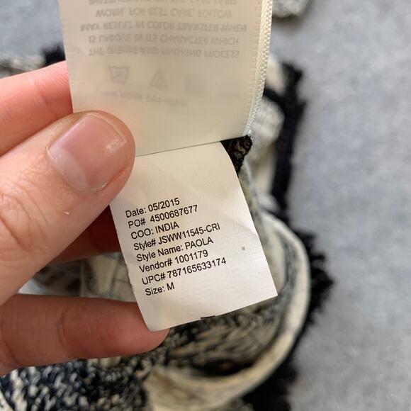 Jessica Simpson Romper Womens M Medium Cream Black Paola Fringe Tassel Flap - Picture 14 of 16